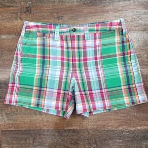 Polo Ralph Lauren Plaid Twill Linen-Blend Shorts Size 8